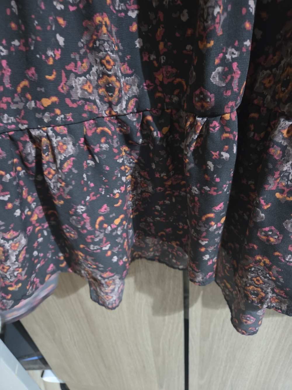 Maurices Black Tunic Top with Rust and Pink Floral Print - Picture 7 of 7